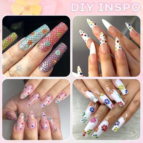 10,000 Pcs Flatback Resin Nail Rhinestones Kit - Colorful Gems & Tools