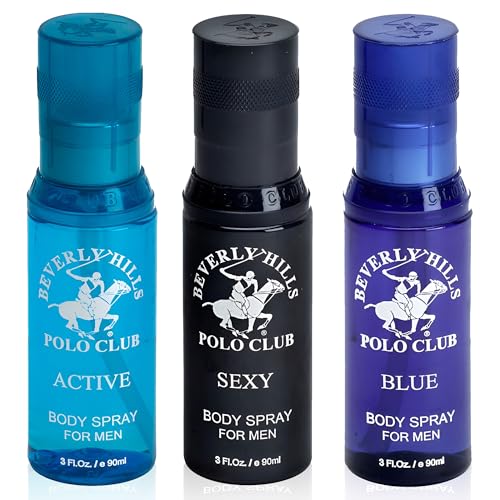 Beverly Hills Polo Club Men's Body Spray 3-Piece Set