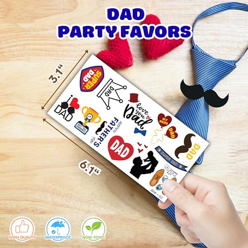 Generic Happy Father's Day Temporary Tattoos Fathers Day Best Dad Ever Party Decorations Party Supplies Favors Decor Papa Tool Gifts for Kids Adults Prizes Rewards (109 PCS), Blue