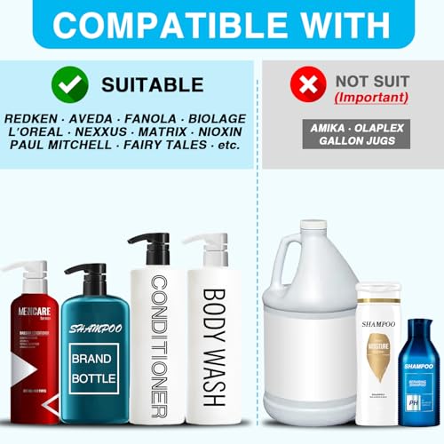 6 Pack White Universal Shampoo and Conditioner Pump for Bottle, Body Wash, Gel, 28/410 Shampoo Pumps for 1 Liter/33.8 Oz Bottles