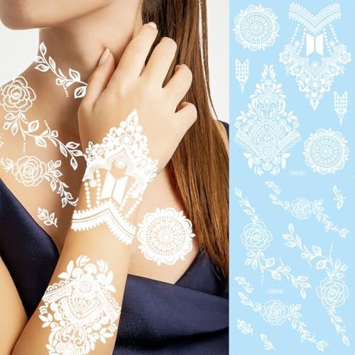 9 Sheet Henna Flower Temporary Tattoo Stickers