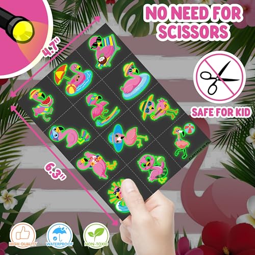 Flamingo Party Favors Set - 24 LED Finger Lights & 48 Glow Tattoos