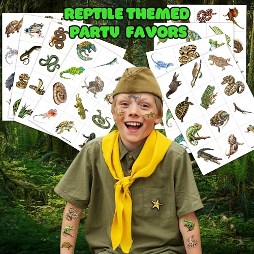 96 Pcs Reptile Temporary Tattoos for Kids Party Favors