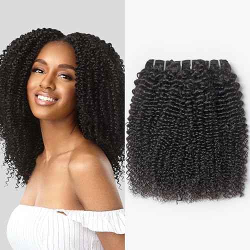 WEQUEEN Kinky Curly Human Hair Bundles 3c/4a 100% Virgin Brazilian Kinkycurly Human Hair 3 Bundles 16 18 20 Inch Natural Look Weave for Black Women