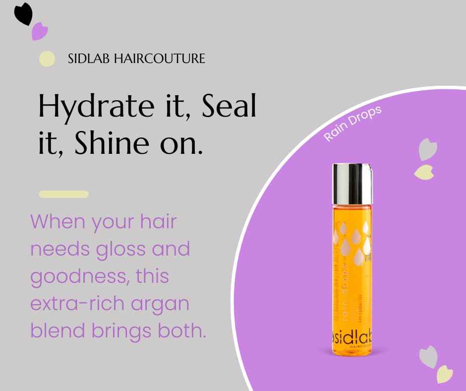 Sidlab Haircouture Rain Drops Argan Oil Treatment – Professional Hair Serum for Shine, Strength & Hydration – Paraben & Sulfate-Free (2OZ)