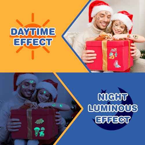 300pcs (30 Sheets) Glow-in-the-Dark Temporary Tattoos for Kids - Unicorn, Dinosaur, Mermaid, Fairy, Animals £¦ Butterfly - Temporary Tattoos for Boy £¦ Girls, Party Favors