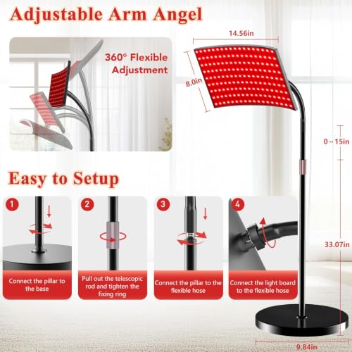 Red Light Therapy Panel for Body & Face - 660nm & 850nm LEDs, Home Use