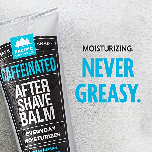 Pacific Shaving Company Caffeinated Aftershave, Men's Grooming Product - Antioxidant Daily Face Lotion + After Shave - Spearmint Post Shave Balm for Sensitive Skin (3.4 Fl Oz, 2 Pack)