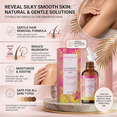 Natural Cyperus Rotundus Oil for Hair Removal & Skin Care - 2PC