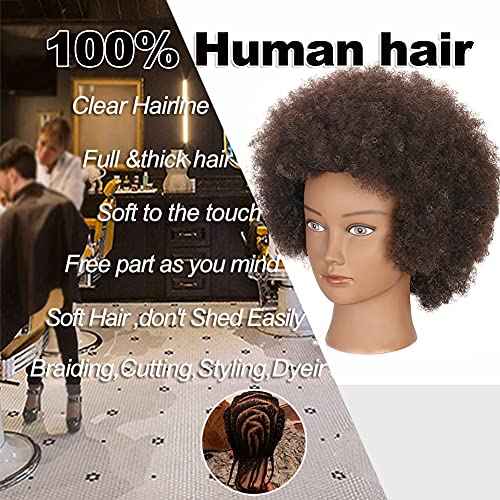 Mannequin Head with 100% Human Hair - Afro Style for Braiding & Styling Practice