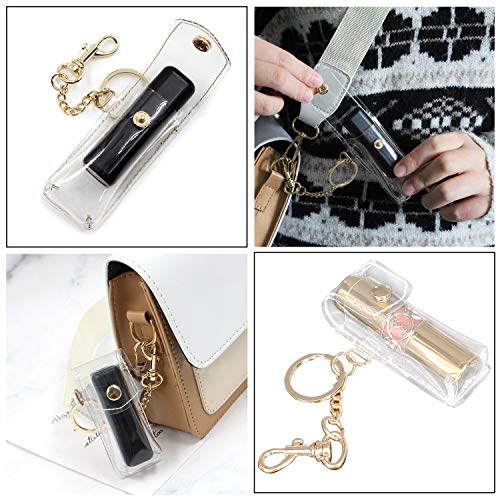 Patty Both Fashion Clear Lipstick Keychain Holder Lipstick Case Holder Lip Balm Holder with Key Chain, Portable