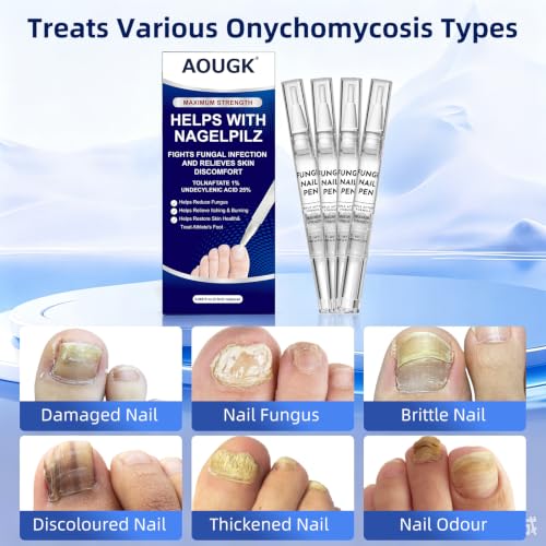 AOUGK Toenail Fungus Treatment Pen - 25% Undecylenic Acid, 4 Pack