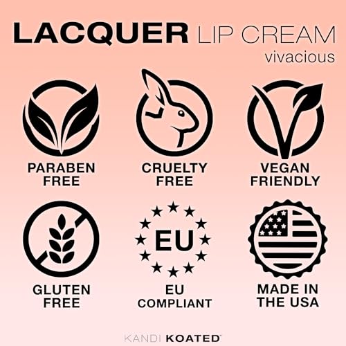Kandi Koated Lacquer Illuminating Lip Cream [Vivacious] Creamy Lipstick | Natural Colors, Moisturizing Lip Lacquer, Paraben-Free, Cruelty-Free | Beauty & Makeup