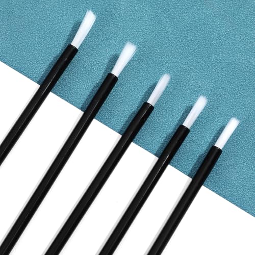 Black Disposable Lip & Makeup Brush Set - 50 Mini Paint Brushes for Cookies, Nails, and Cosmetics