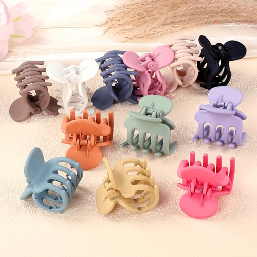 Small Claw Clips for Thin & Thick Hair - 12 Pack Colorful