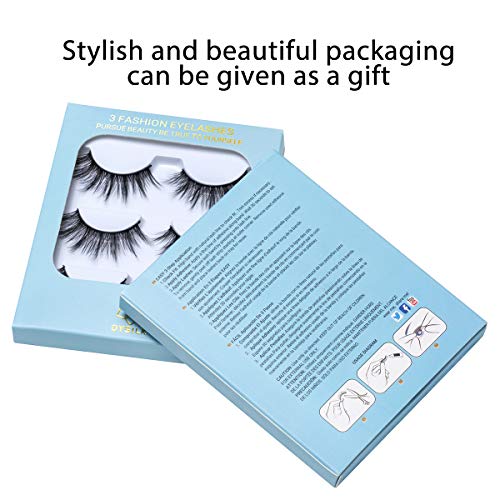 DYSILK Lashes Natural Look - Fake Eyelashes 5/3 Pairs 6D Lashes Faux Mink Eyelashes