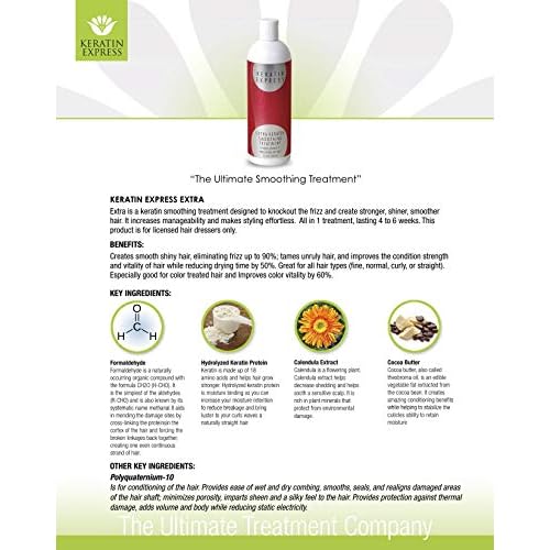 Keratin Express Extra Smoothing Treatment for Fine and Coarse Hair - Lasts up to 6 Weeks, 4 fl oz (Contains Formaldehyde, Not for Pregnant Women and Children)