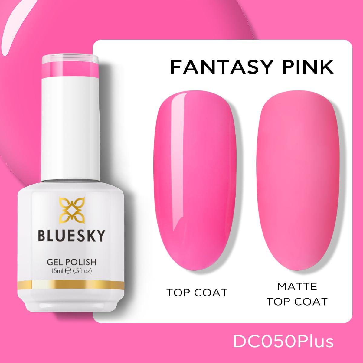 BLUESKY Gel Polish for Nails Color Pink Fragrant, Salon Manicure Single Bottle, Long Lasting&Chip Resistant,15ml,DC050P/FANTASY PINK