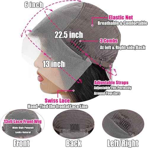 26 Inch Deep Wave Lace Front Wigs Human Hair Wigs for Women 13x6 Deep Curly Lace Frontal Wigs Human Hair 250 Density HD Lace Front Wigs Human Hair Pre Plucked with Baby Hair