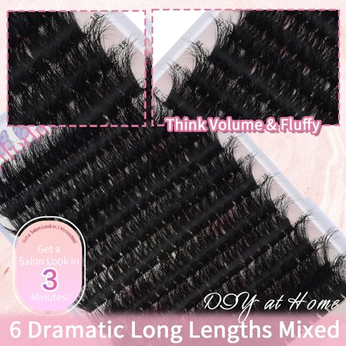 Fluffy Lash Clusters 16-25mm 240pc D Curl Volume Extensions