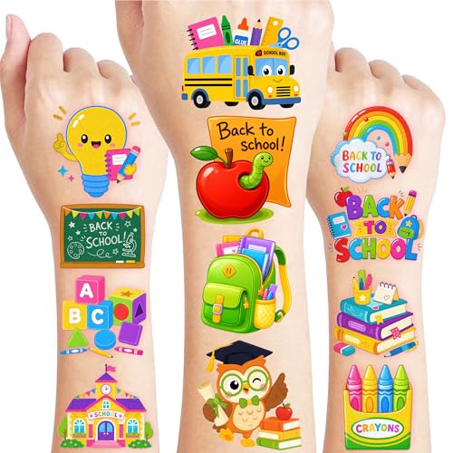96 Back to School Temporary Tattoos for Kids | School Theme Designs