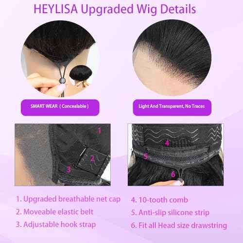 30 Inch 13x6 Body Wave Lace Front Wigs Human Hair 200 Density HD Transparent Lace Frontal Wigs Human Hair Elastic Drawstring Glueless Wigs Human Hair Wig For Black Women (Black, 30INCH, bodyA)