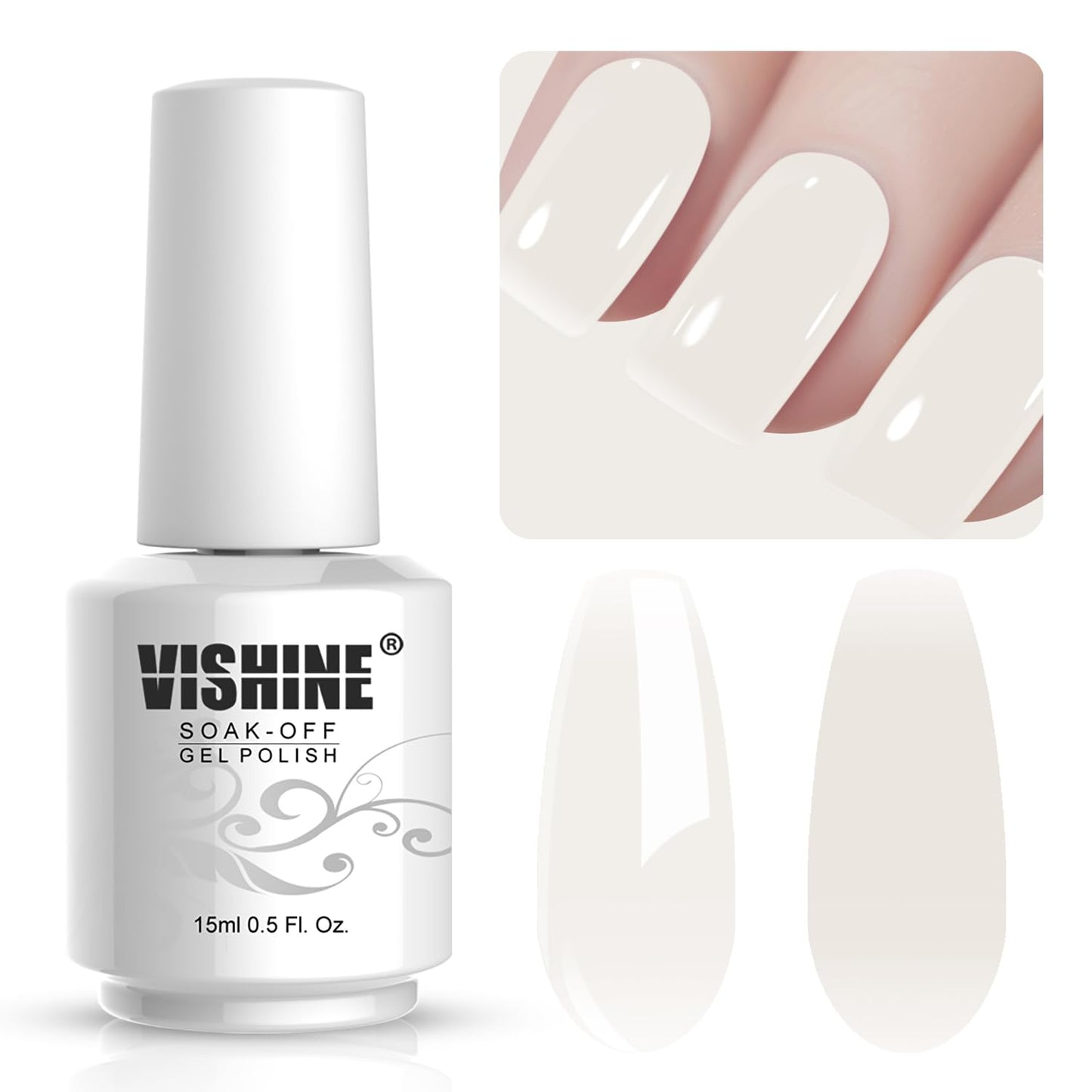 Vishine Gelpolish Professional Manicure Salon UV LED Soak Off Gel Nail Polish Varnish Color Pure White(1357)