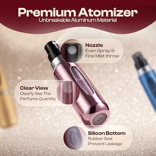 MURMUSH 5ml Refillable Travel Perfume Atomizer Set - Blue, Black, Pink, Gold