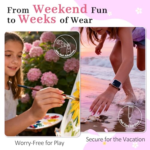Press On Nails for Kids Girls Ages 8-12, 128 Pieces