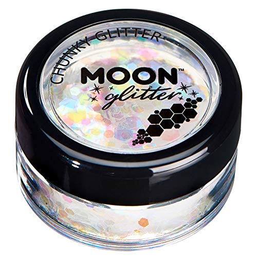 Moon Glitter Iridescent Chunky Cosmetic Glitter White 0.10oz