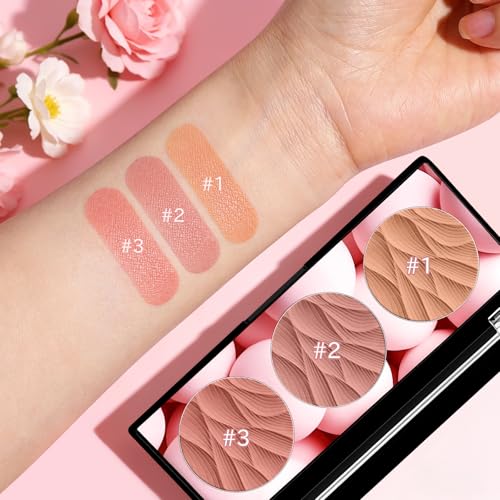 3-Color Blush Palette | Waterproof Powder Blush for All Skin Tones