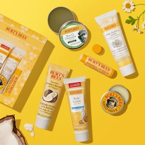 Burt's Bees Gifts Ideas - Timeless Minis Set, 6 Products - Beeswax Lip Balm, Coconut Foot Cream, Honey Body Lotion, Deep Cleansing Cream, Res-Q Ointment & Hand Salve