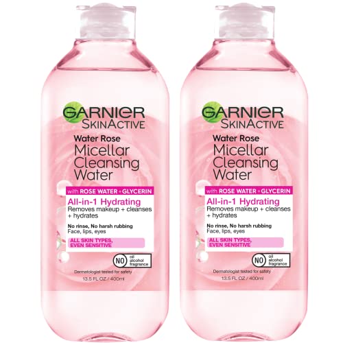 Garnier Micellar Water Rose & Glycerin Hydrating Facial Cleanser & Makeup Remover 2 Pack