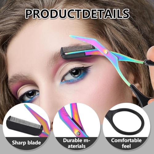 Dovciua Black 2-in-1 Curved Eyebrow Trimmer Scissors with Comb - Precision Grooming Tool