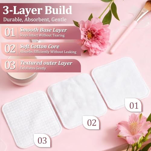 Large Cotton Pads 150 Count – Triple-Layer, Tear-Resistant Rounds