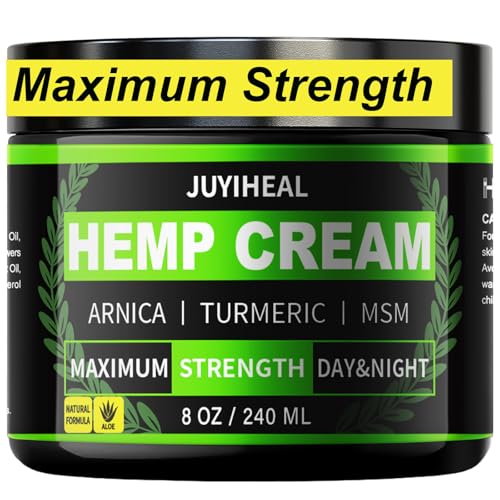 8oz Natural Instant Hemp Cream - Hemp Oil & Arnica, MSM, Turmeric, Menthol, Aloe-Natural Hemp Oil Extract Gel