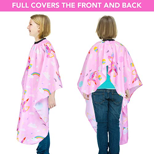Kids Waterproof Hair Cutting Cape with Snap Closure – Unicorn