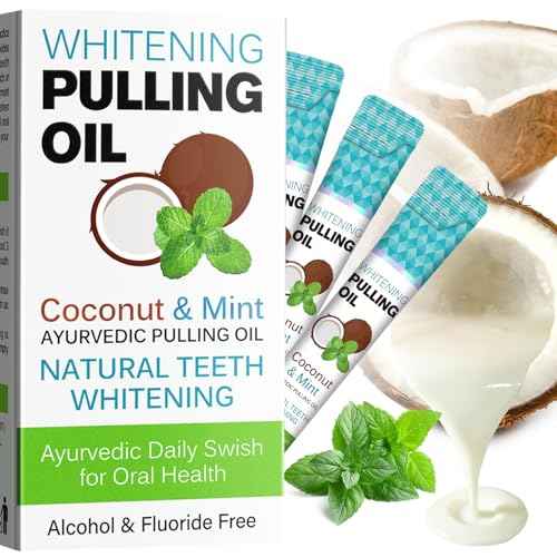 Coconut Pulling Oil, Oil Pulling Travel Sachets 20Pcs, Mint Oil Pulling Mouthwash for Teeth Travel Sizes, Natural Coconut Oil Pulling with Coconut & Peppermint Oil-Mouthwash