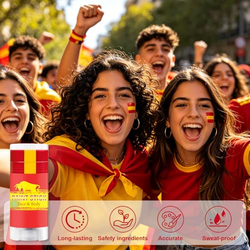 WEEMAY Spain Flag 3-in-1 Face Paint Stick - Sweatproof Sports Body Paint