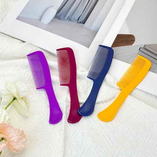 Combs Bulk Individually Wrapped Pocket Travel Hair Combs for Women, Men and Kids, Bulk Comb for Homeless Hotel Shelter Home Charity(purple, raspberry, yellow, blue, Pack of 60)