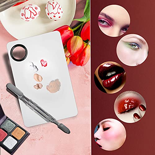 Stainless Steel Makeup Mixing Palette - 2 Pcs with Spatulas