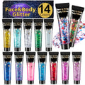 AROIC 14 Colors Body Glitter Gel Set - Face & Hair Shimmer
