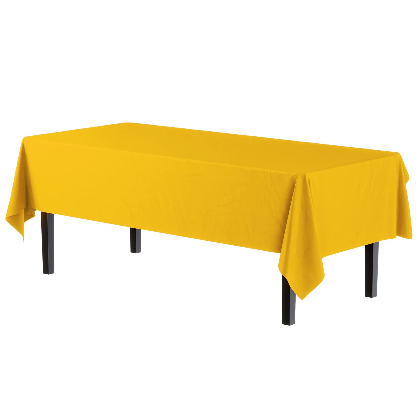 Exquisite 6-Pack Premium Plastic Tablecloth 54in. x 108in. Rectangle Plastic Table Cover - Yellow