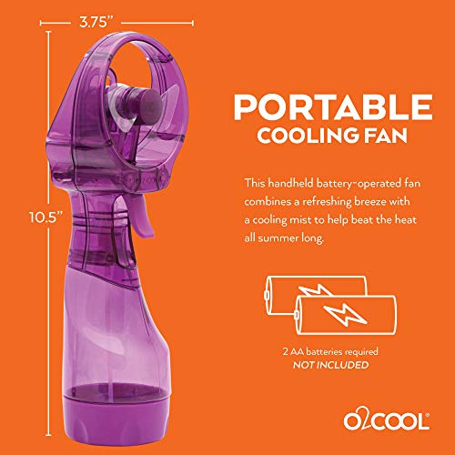 O2COOL Deluxe Handheld Battery Powered Water Misting Fan (Purple)