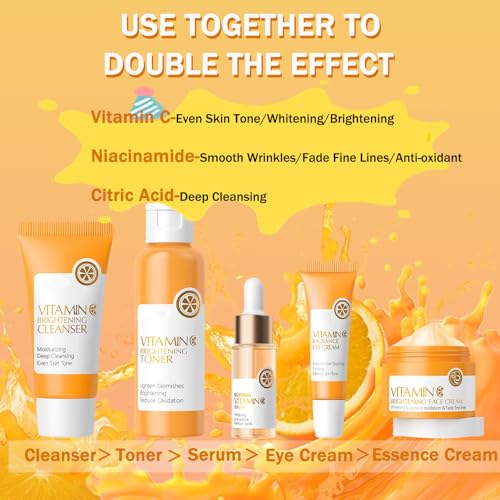 Moisturizing Face Skin Care Gift Set for Women Girls (Vitamin C)