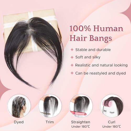 SEGO Clip-in Side Bangs 100% Human Hair #01B Brown Black