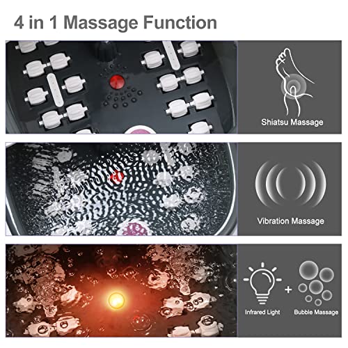 Foot Spa Bath Massager with Heat, Bubbles & Vibration - Black