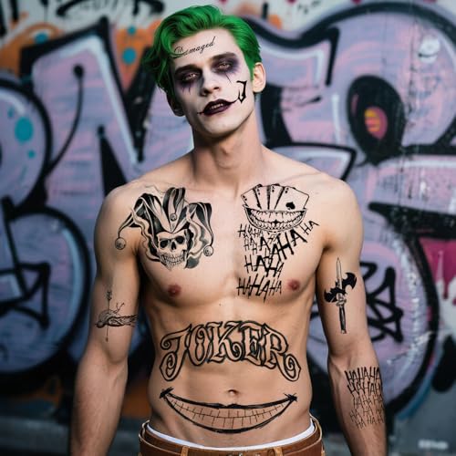 Joker Temporary Tattoos - 8 Sheets Waterproof Face Stickers