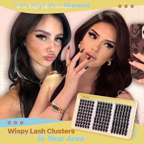 JIMIRE Manga Lash Clusters Wispy Volume Cluster Eyelash Extensions CD Curly 14-18MM Fluffy Eyelash Clusters Easy to Apply DIY Thick Individual Lashes at Home 162Pcs Pack