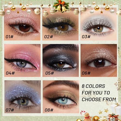 Pressed Single Eyeshadow Makeup,Matcha Green Sparkle Highly Pigmented Monochrome Eye Shadow Palette, Waterproof Neutral Powder, sombras para ojos, Lightweight Blendable,#02